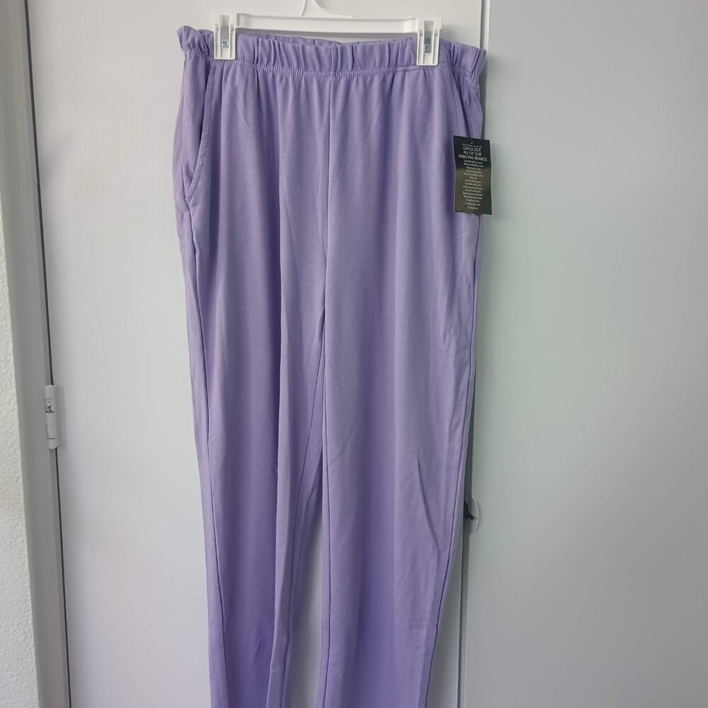 NWT Roamans 18/20 Petite Plus Size LAVENDER Knit Pull-On Straight Leg Pant XL